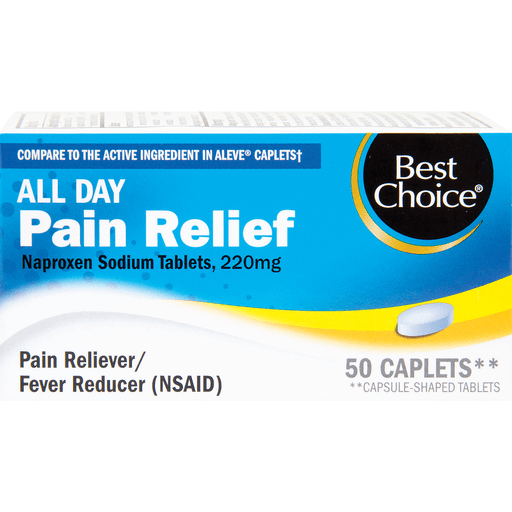 slide 1 of 1, Best Choice All Day Pain Relief Naproxen 220 Mg Caplets, 50 ct