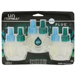 Febreze Plug In Air Freshener, Odor-Fighting Scented Oil Refill, Unstopables Fresh Scent, 3 Refills