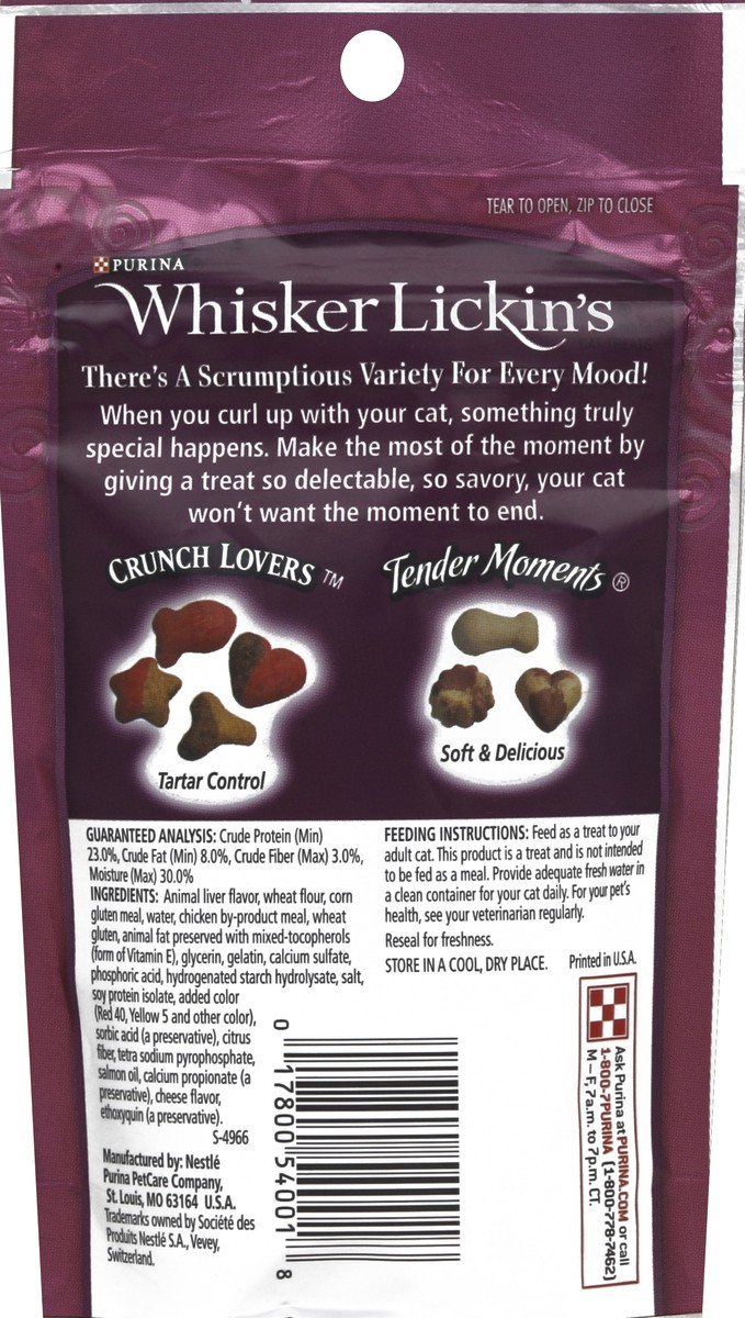 slide 6 of 6, Purina Whisker Lickins Tender Moments Salmon Flavor Cat Treats, 3 oz