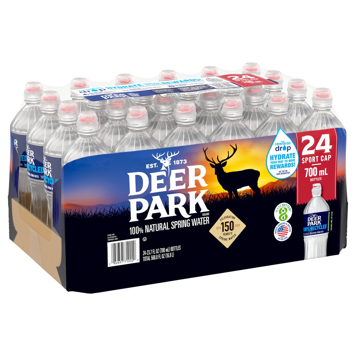 slide 10 of 10, DEER PARK Brand 100% Natural Spring Water, 23.7-ounce plastic sport cap bottles (Pack of 24), 24 ct; 700 ml