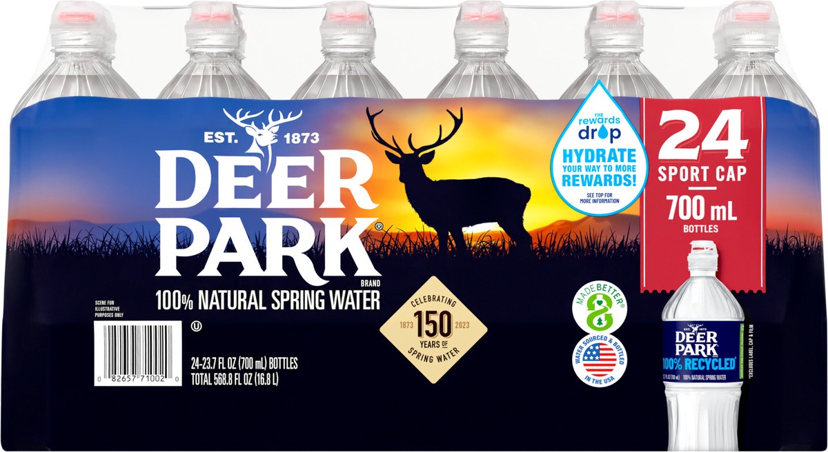 slide 8 of 10, DEER PARK Brand 100% Natural Spring Water, 23.7-ounce plastic sport cap bottles (Pack of 24), 24 ct; 700 ml