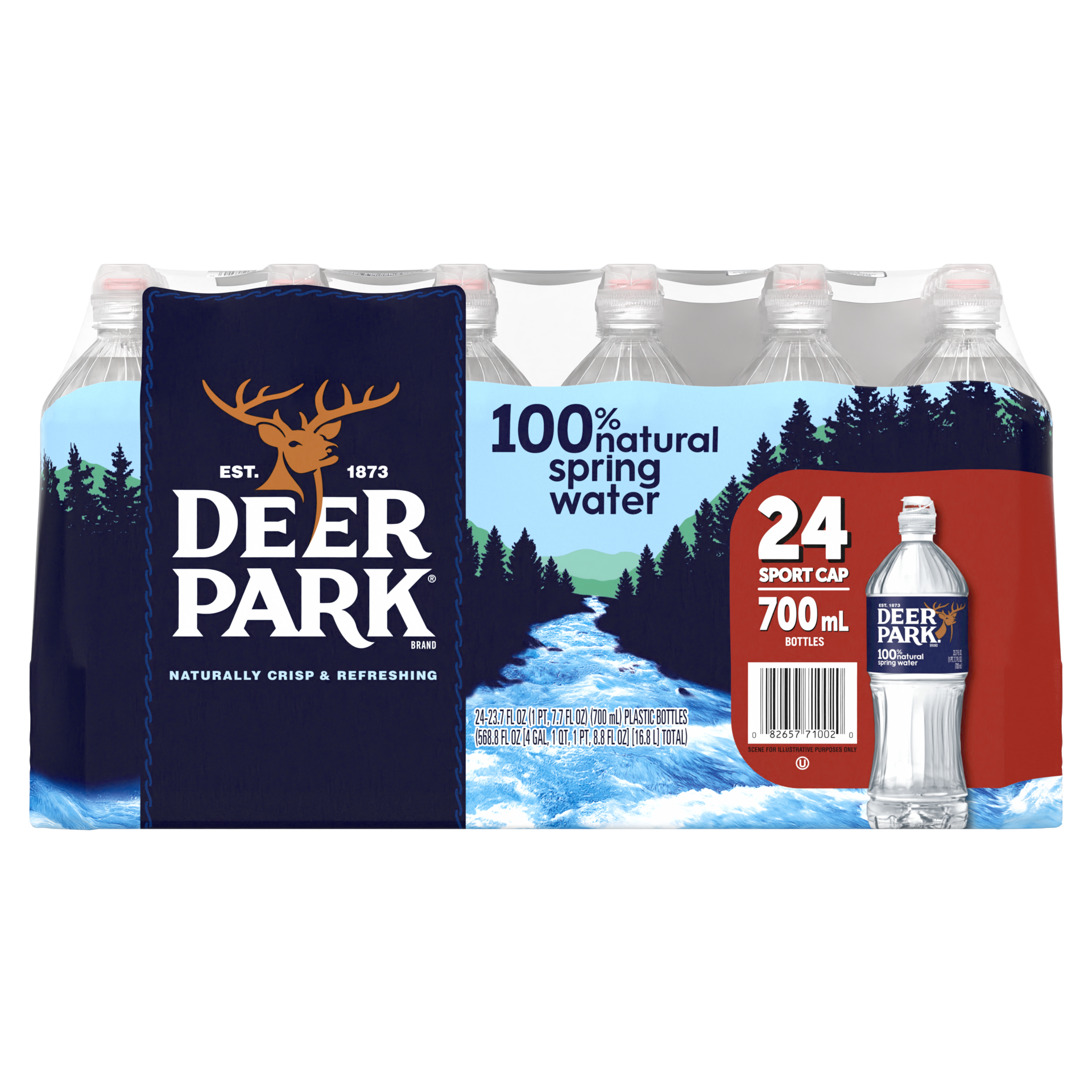 slide 1 of 10, DEER PARK Brand 100% Natural Spring Water, 23.7-ounce plastic sport cap bottles (Pack of 24), 24 ct; 700 ml