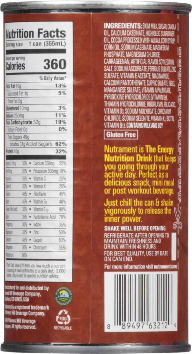 slide 6 of 12, Nutrament Chocolate Energy Nutrition Drink - 12 fl oz, 12 fl oz