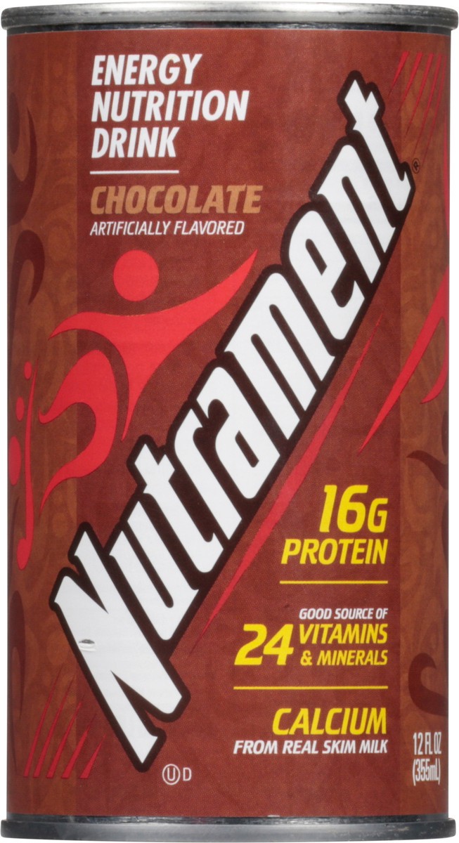 slide 1 of 12, Nutrament Chocolate Nutrition Drink, Energy Drink with Vitamins, Minerals and Protein, 12 FL OZ Can, 12 fl oz