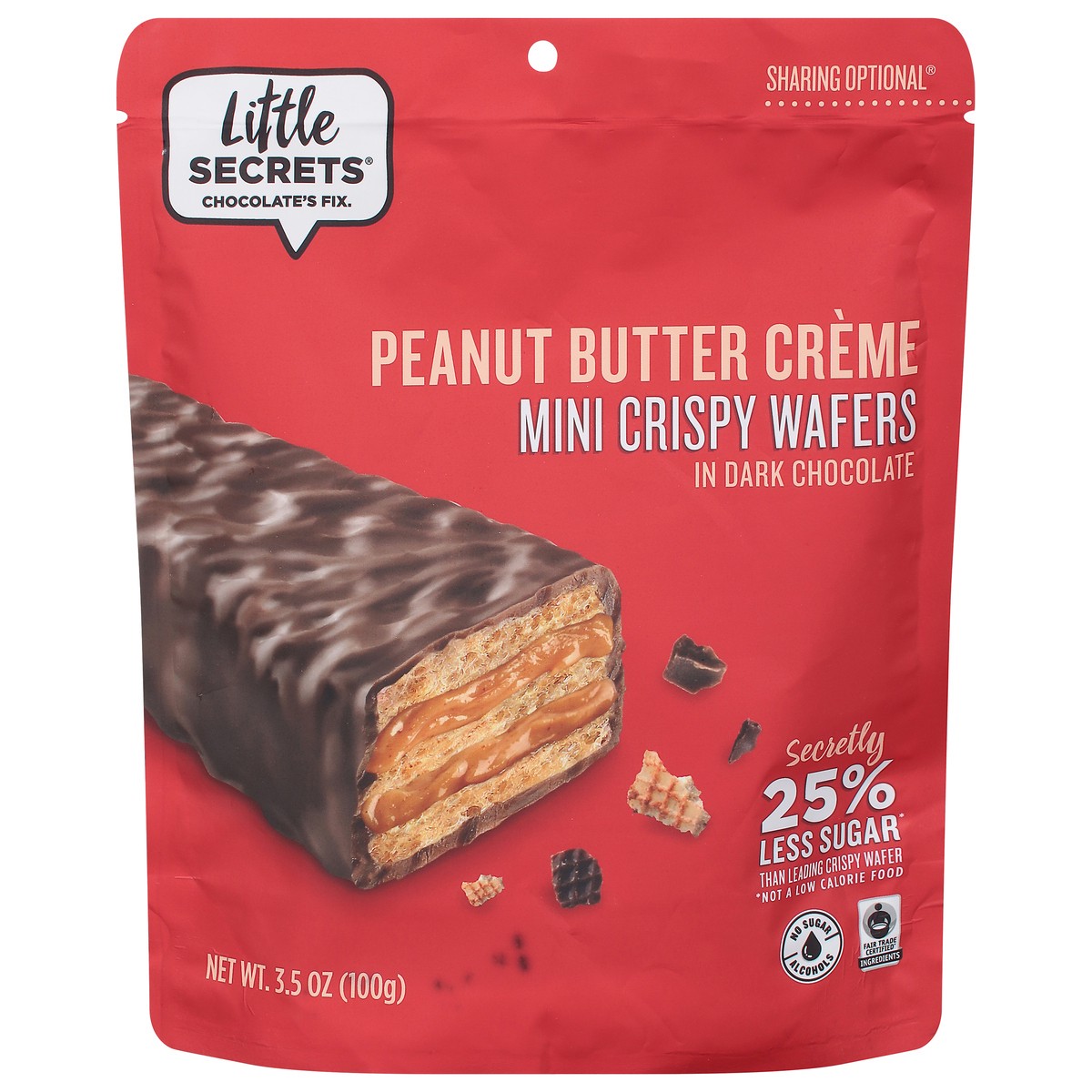 slide 1 of 9, Little Secrets Dark Chocolate Peanut Butter Creme Mini Crispy Wafers, 1 ct