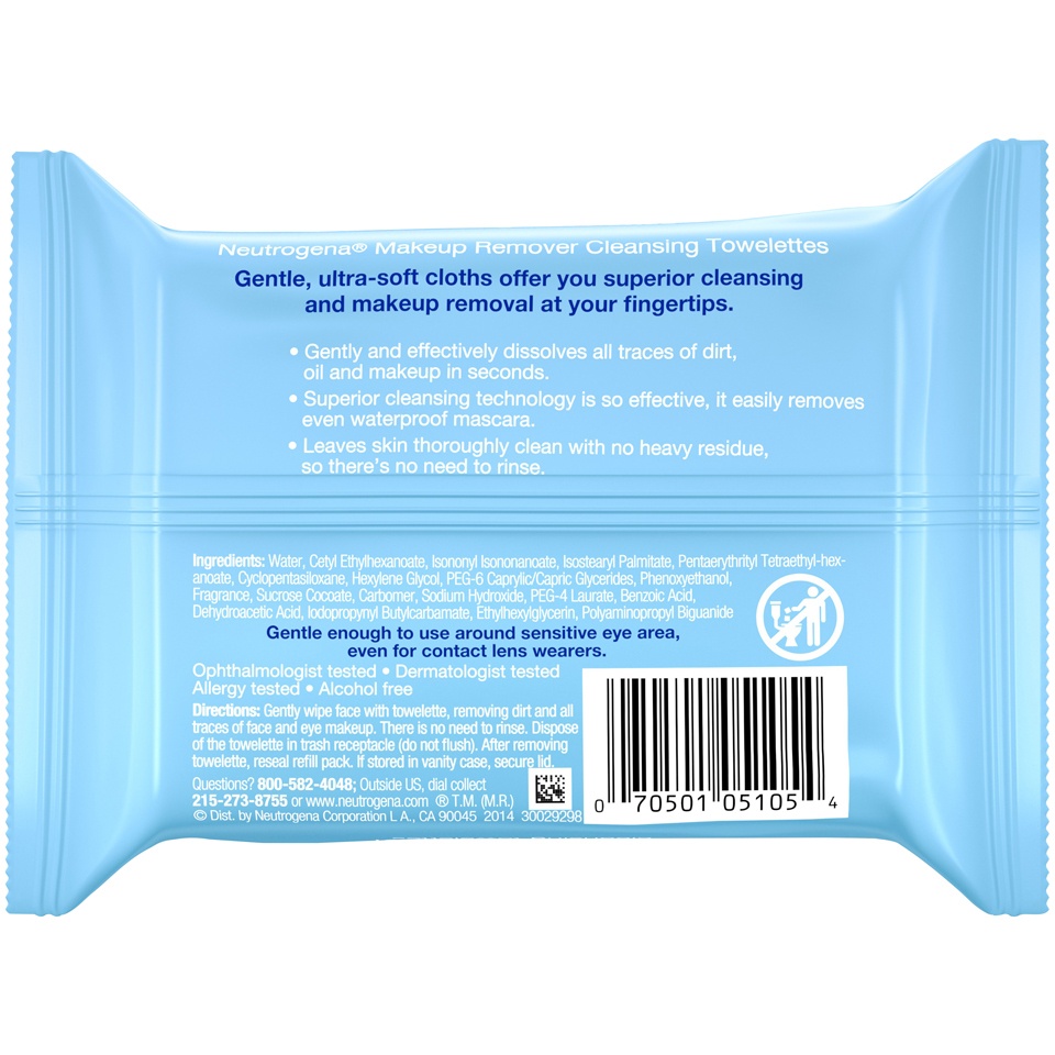 slide 6 of 6, Neutrogena Makeup Remover Facial Cleansing Towelettes, Daily Face Wipes Remove Dirt, Oil, Sweat, Makeup & Waterproof Mascara, Gentle, Soap- & Alcohol-Free, 100% Plant-Based Fibers, 25 ct