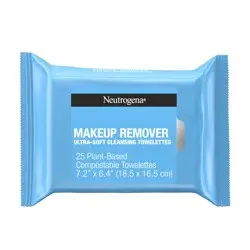 Neutrogena Makeup Remover Wipes, Daily Facial Cleanser Towelettes, Gently Cleanse and Remove Oil & Makeup, Alcohol-Free Makeup Wipes, 25 ct