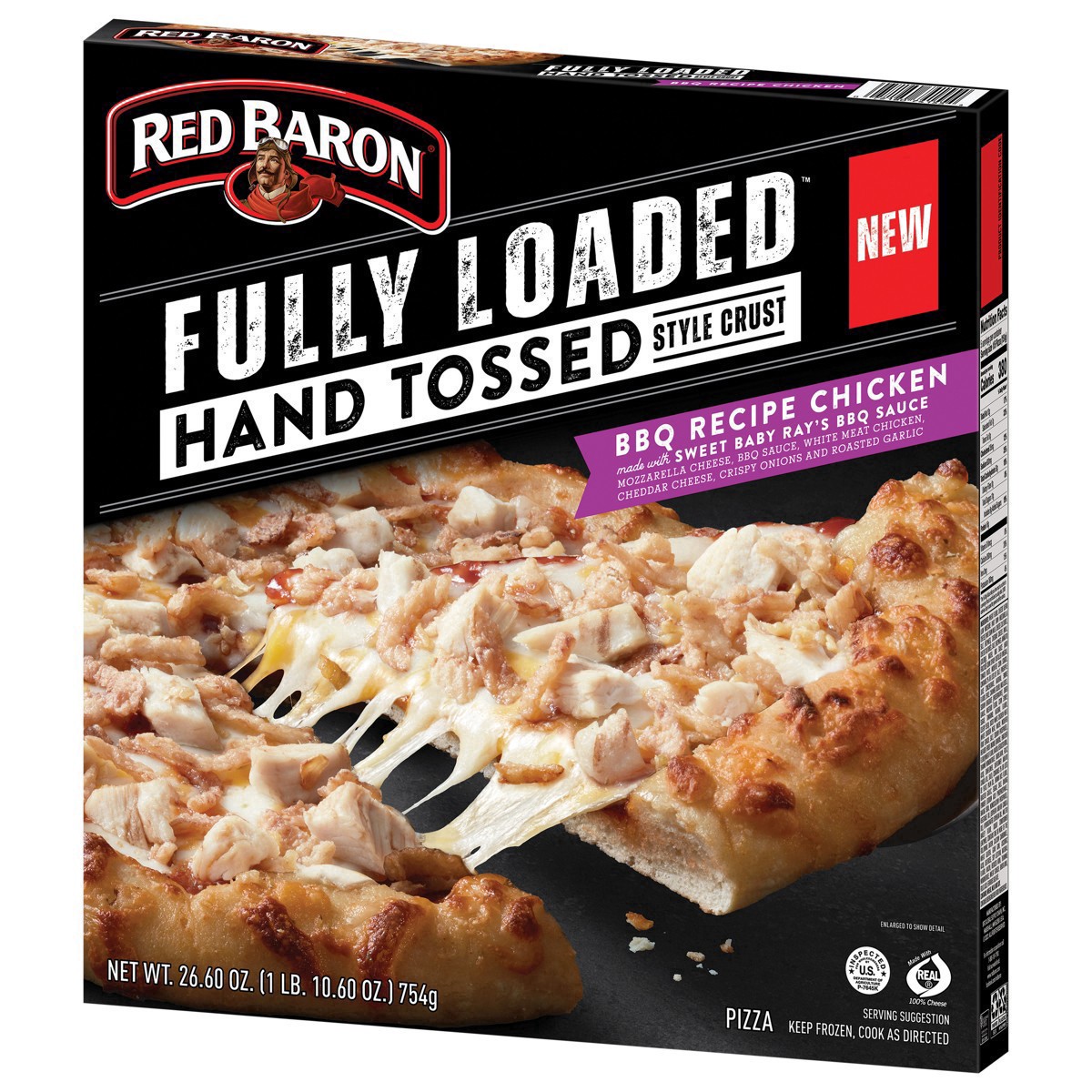 slide 10 of 16, Red Baron Fully Loaded BBQ Recipe Chicken Hand Tossed Crust Frozen Pizza, 26.6 oz