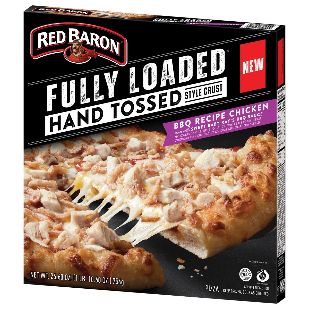 slide 4 of 16, Red Baron Fully Loaded BBQ Recipe Chicken Hand Tossed Crust Frozen Pizza, 26.6 oz