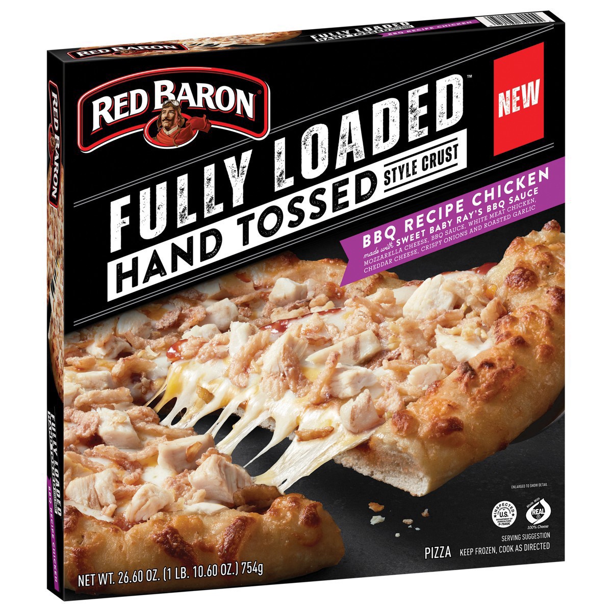 slide 15 of 16, Red Baron Fully Loaded BBQ Recipe Chicken Hand Tossed Crust Frozen Pizza, 26.6 oz