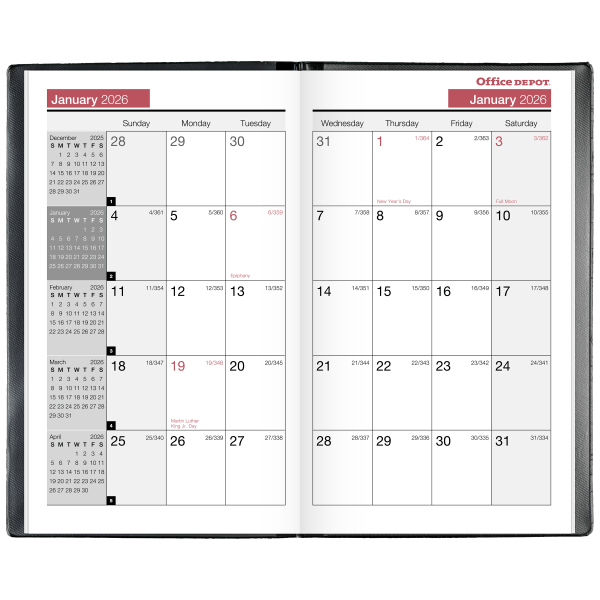 slide 2 of 4, Office Depot Brand Monthly Planner, 3 1/2"" x 6"", Black, January 2026 to December 2026, OD71010026, 1 ct