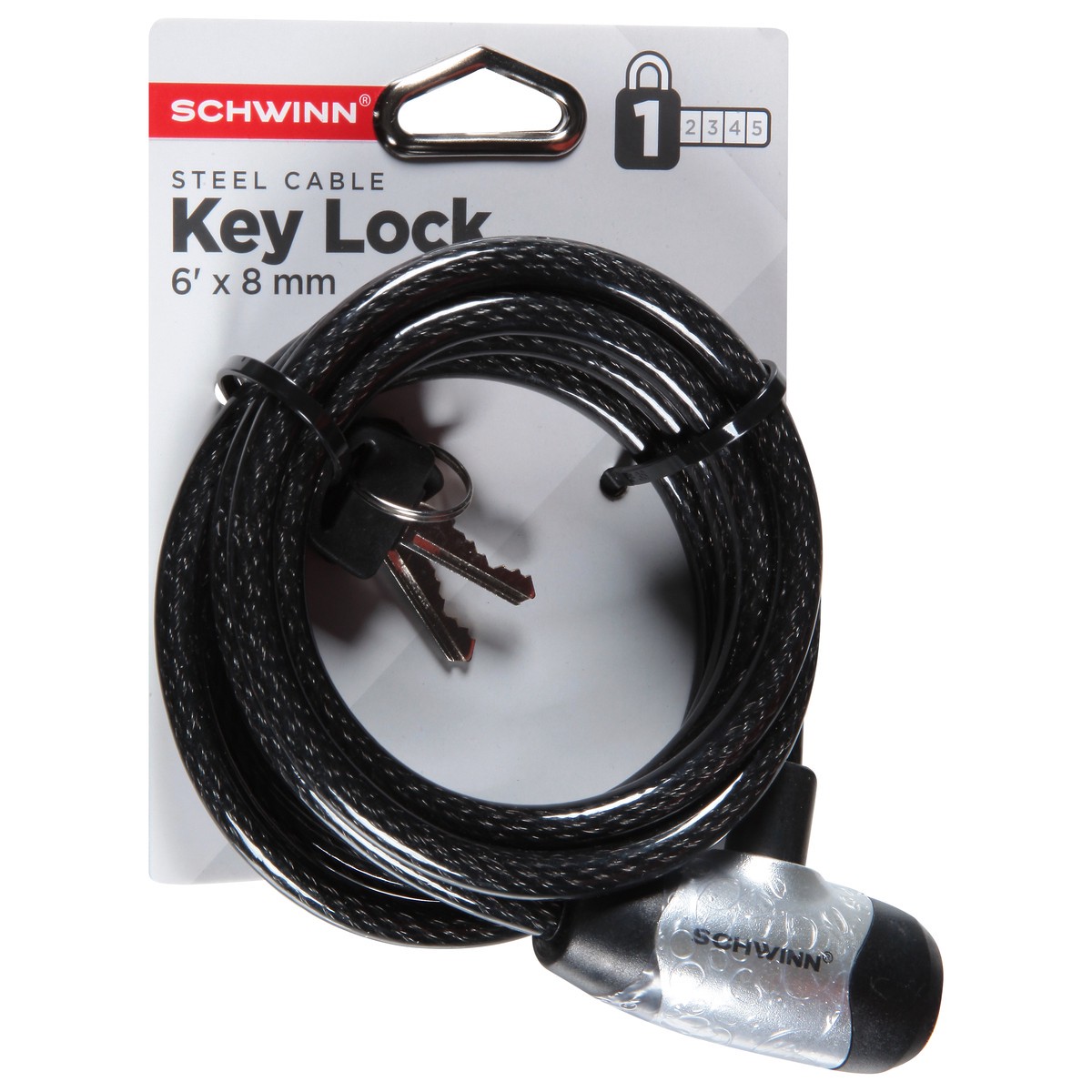 slide 4 of 9, Schwinn Key Cable Lock 6'x 8mm, 1 ct