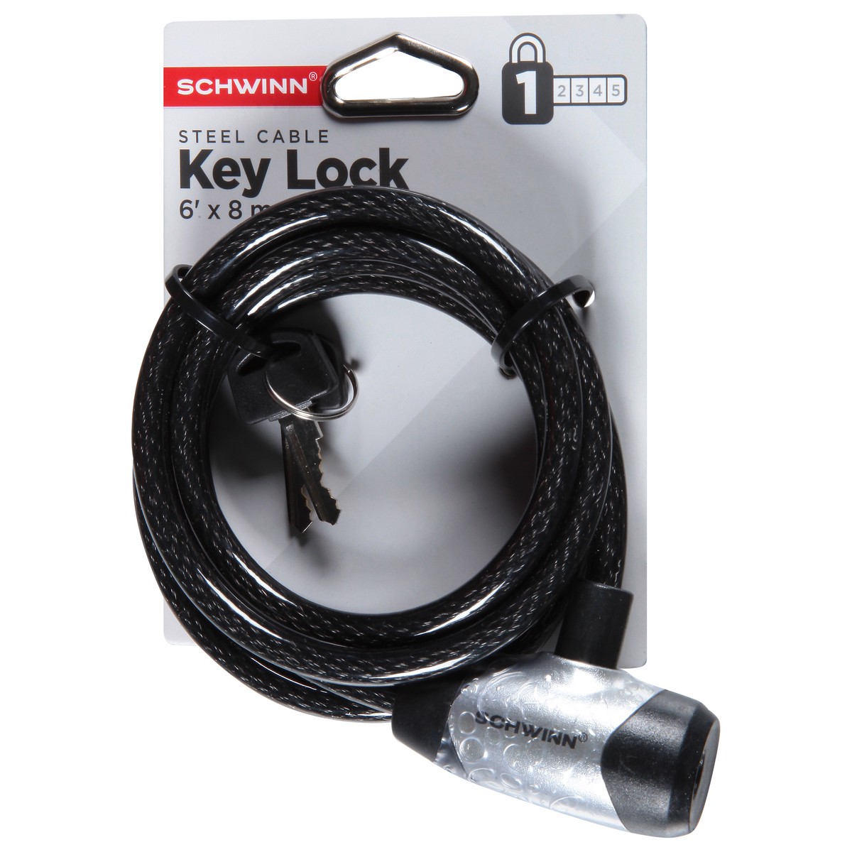 slide 5 of 9, Schwinn Key Cable Lock 6'x 8mm, 1 ct