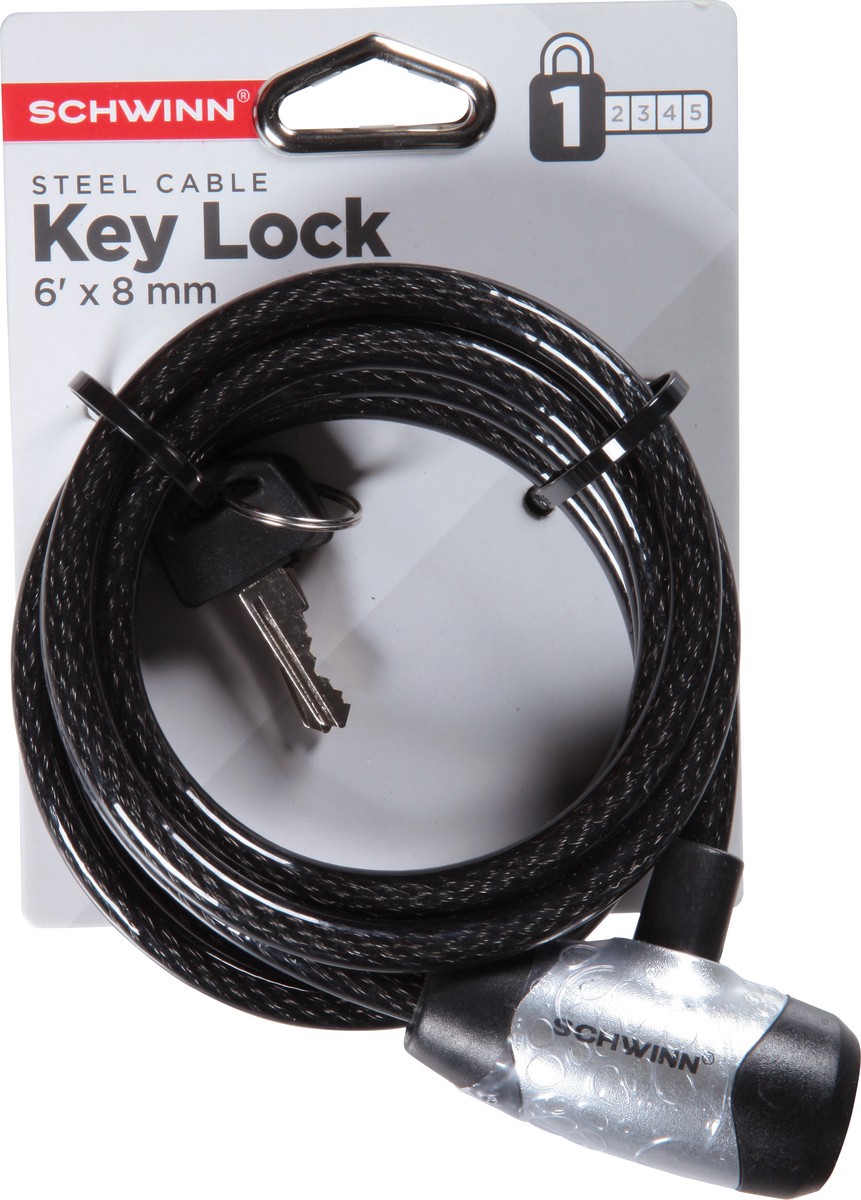 slide 9 of 9, Schwinn Key Cable Lock 6'x 8mm, 1 ct