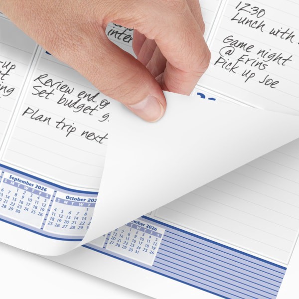 slide 6 of 7, AT-A-GLANCE® 2026 Monthly Desk Pad Calendar, Blue and Gray, Large, 24"" x 19"", 1 ct