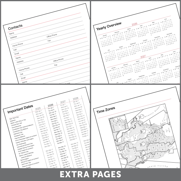 slide 6 of 6, Office Depot Brand Monthly Planner, 8 1/2"" x 11"", Silver, January 2026 to December 2026, OD00163026, 1 ct