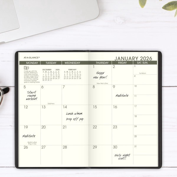 slide 10 of 10, AT-A-GLANCE® 2026-2027 Recycled Two Year Monthly Planner, Black, Pocket, 3 1/2"" x 6"", 1 ct