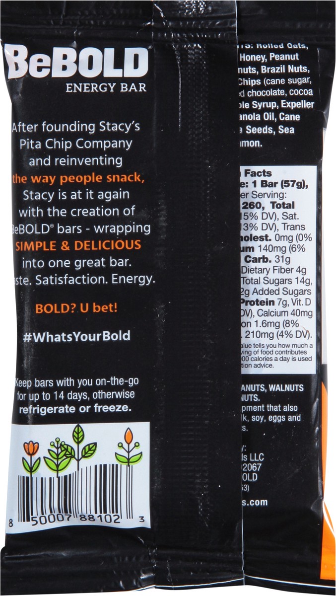 slide 5 of 9, BeBOLD Chocolate Chip Peanut Butter Energy Bar 2 oz, 2 oz