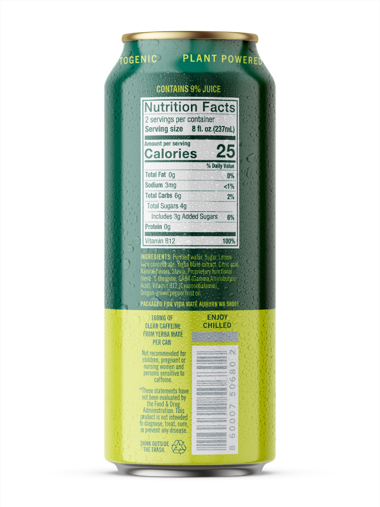 slide 2 of 3, Vida Mate Mint Lemonade Energy Drink- 16 fl oz, 16 fl oz