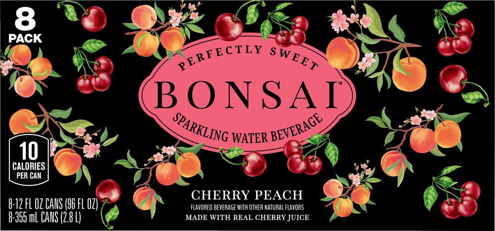 slide 5 of 6, Bonsai Cherry Peach Sweetened Sparkling Water Cans- 12 fl oz, 8 ct; 12 fl oz