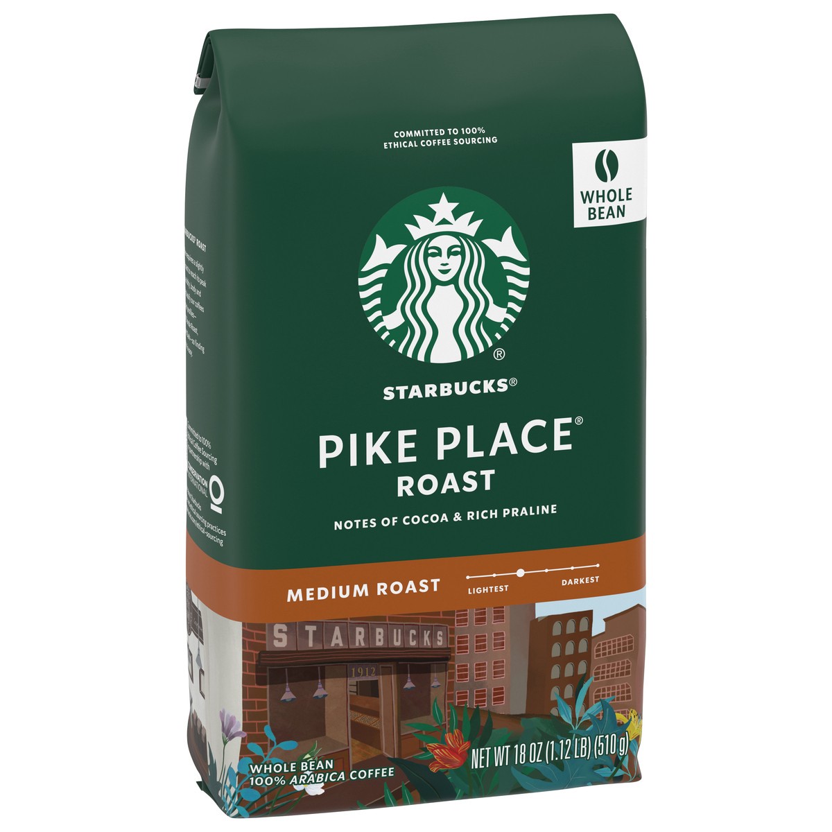 slide 2 of 9, Starbucks Whole Bean Coffee, Medium Roast Coffee, Pike Place Roast, 100% Arabica, 1 bag (18 oz), 18 oz