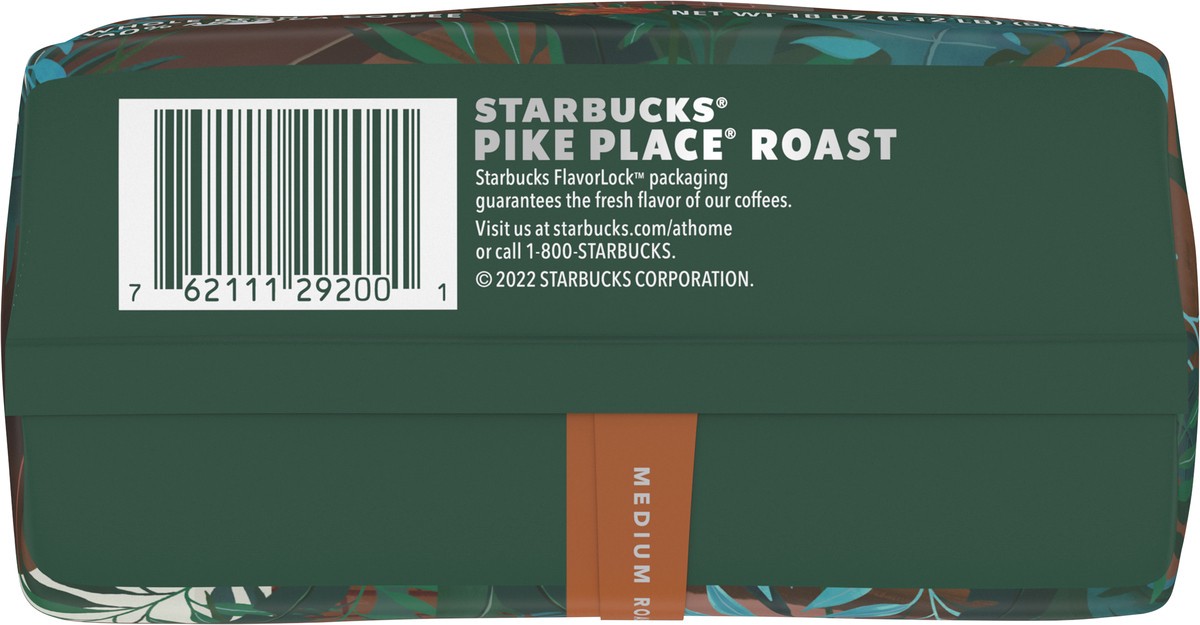 slide 7 of 9, Starbucks Whole Bean Coffee, Medium Roast Coffee, Pike Place Roast, 100% Arabica, 1 bag (18 oz), 18 oz