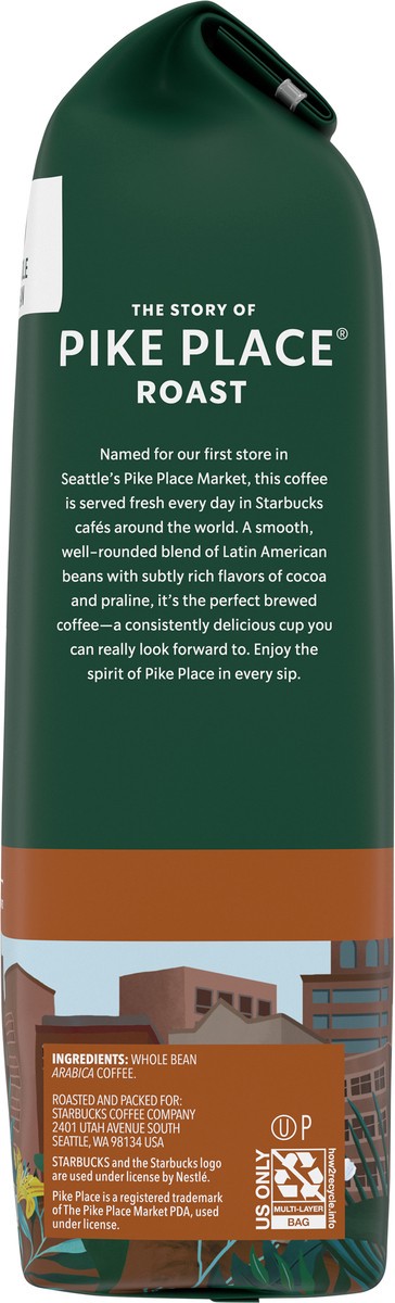 slide 9 of 9, Starbucks Whole Bean Coffee, Medium Roast Coffee, Pike Place Roast, 100% Arabica, 1 bag (18 oz), 18 oz