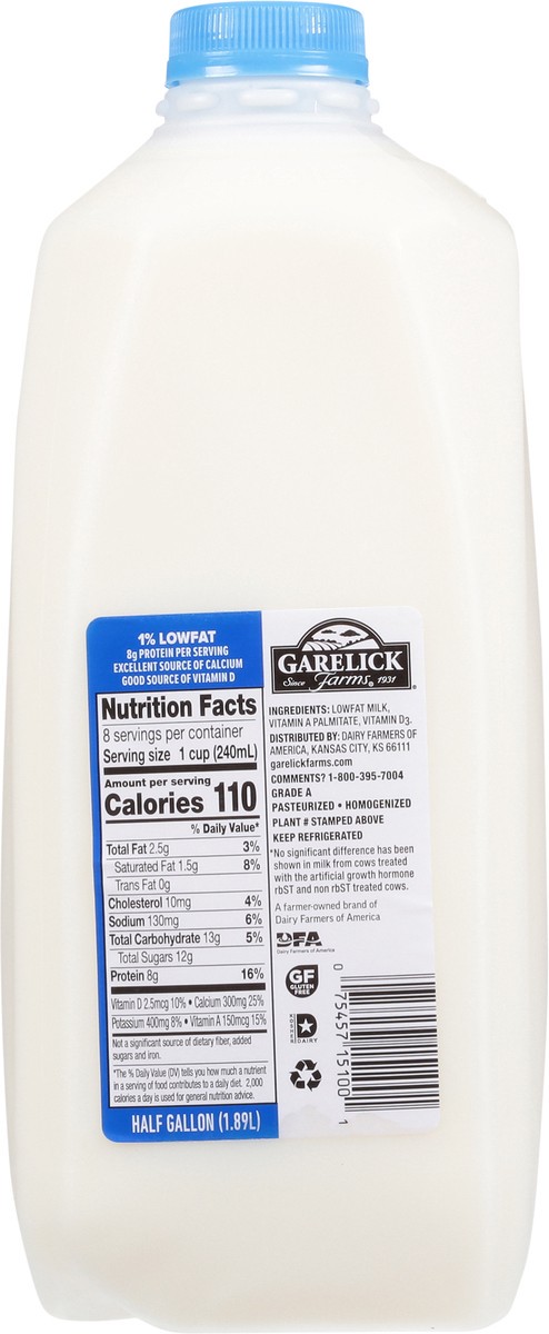 slide 5 of 7, Garelick Farms 1% Lowfat Milk Half Gallon, 1/2 gal