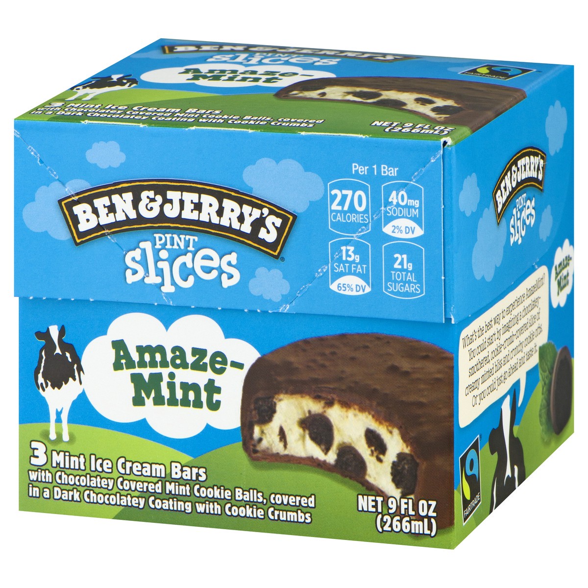 slide 6 of 13, Ben & Jerry's Pint Slices ice cream bars Amazemint, 9 oz, 3 Count, 9 fl oz