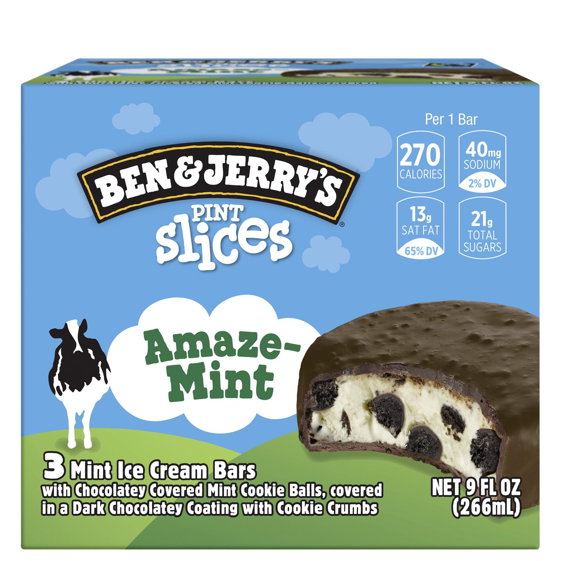 slide 1 of 13, Ben & Jerry's Pint Slices ice cream bars Amazemint, 9 oz, 3 Count, 9 fl oz