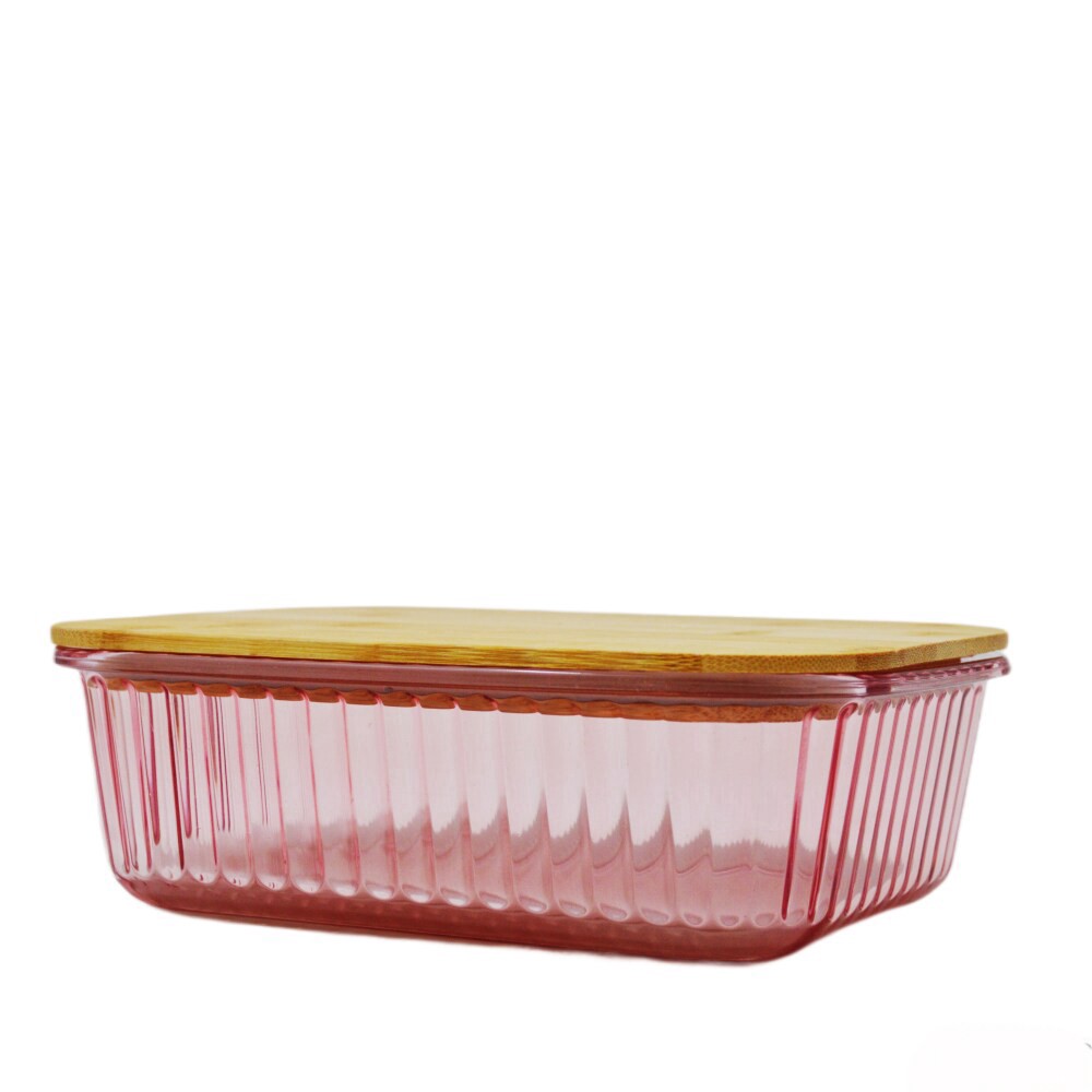slide 1 of 1, Alta Fluted Glass Food Storage Container Rose, 1 ct