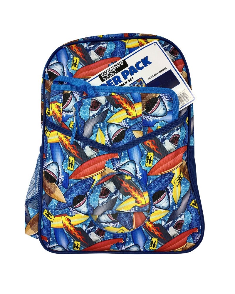 slide 1 of 2, Cudlie Super Pack Surfin Sharks Backpack, 16 oz