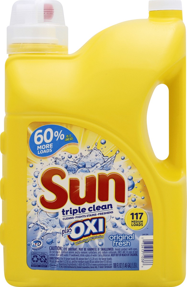 slide 6 of 9, Sun Plus Power of Oxi, Triple Clean Original Fresh Detergent 188 oz, 188 fl oz