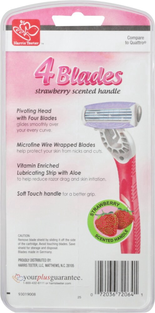 slide 2 of 2, Harris Teeter™ 4 Blades Strawberry Scented Disposable Razors, 3 ct