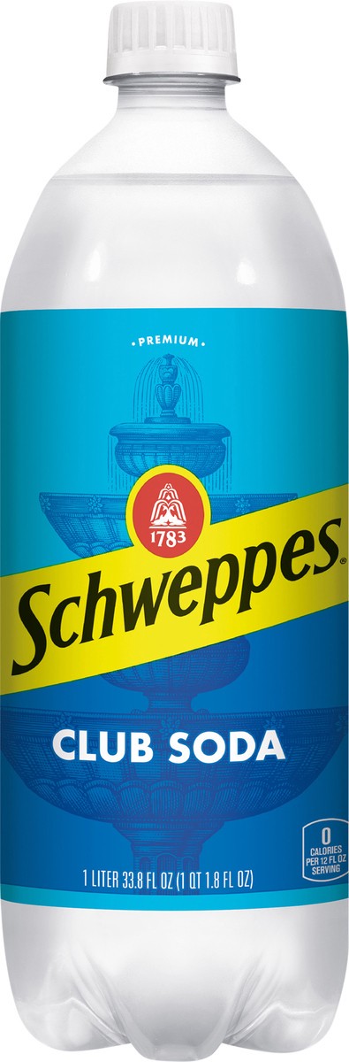 slide 4 of 7, Schweppes Club Soda, 1 L bottle, 1 liter