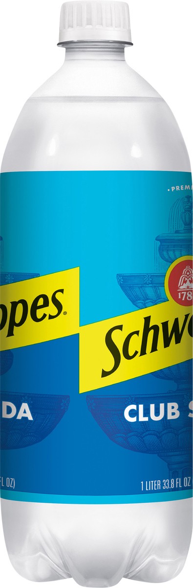 slide 3 of 7, Schweppes Club Soda, 1 L bottle, 1 liter