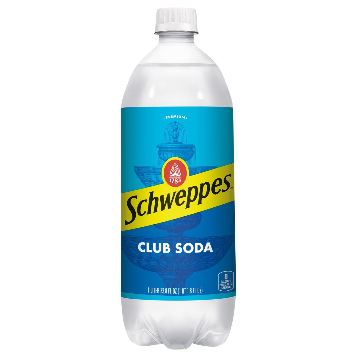 slide 1 of 7, Schweppes Club Soda, 1 L bottle, 1 liter