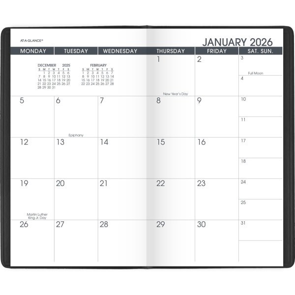 slide 5 of 10, AT-A-GLANCE® 2026-2027 Two Year Monthly Planner, Black, Pocket, 3 1/2"" x 6"", 1 ct
