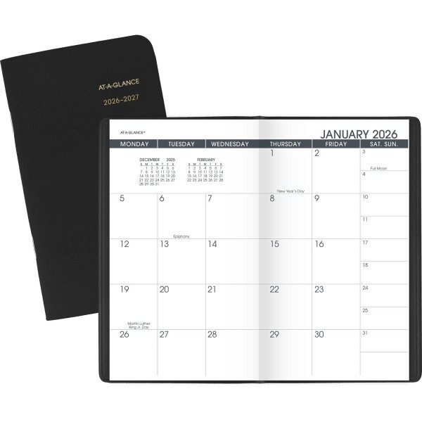 slide 9 of 10, AT-A-GLANCE® 2026-2027 Two Year Monthly Planner, Black, Pocket, 3 1/2"" x 6"", 1 ct
