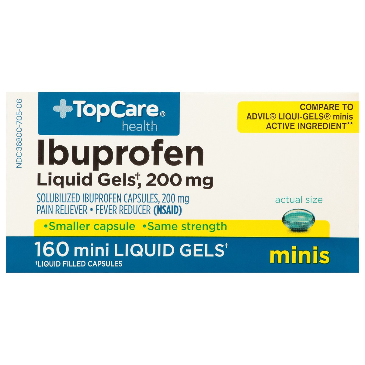 slide 15 of 17, TopCare Health 200 mg Ibuprofen Minis 160 Softgels, 160 ct