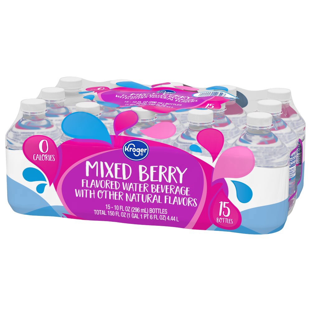 slide 5 of 5, Kroger Mixed Berry Flavored Water - 15 ct ; 10 oz, 15 ct; 10 oz