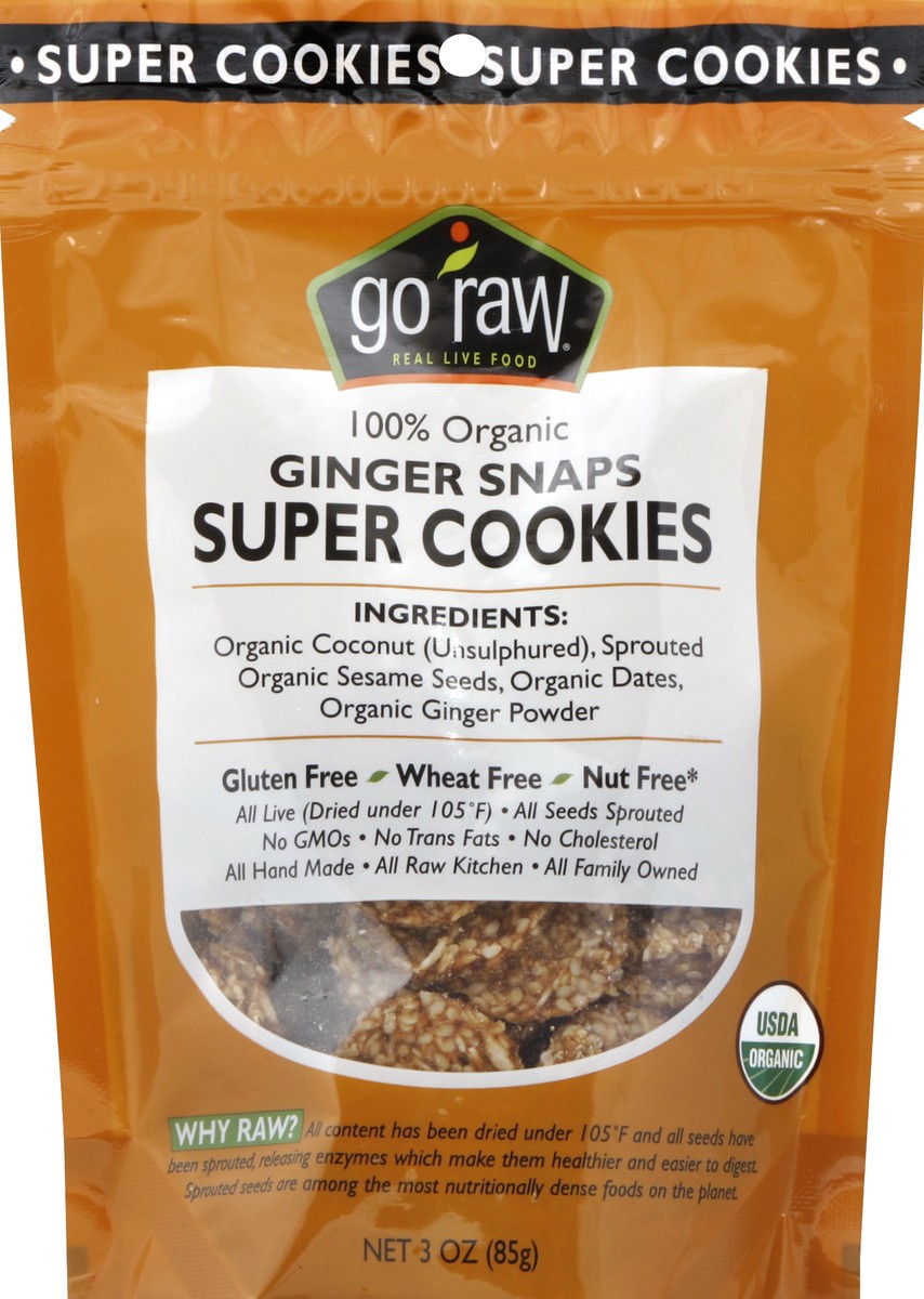 slide 2 of 3, Go Raw Ginger Snap Sprouted Cookies, 3 oz