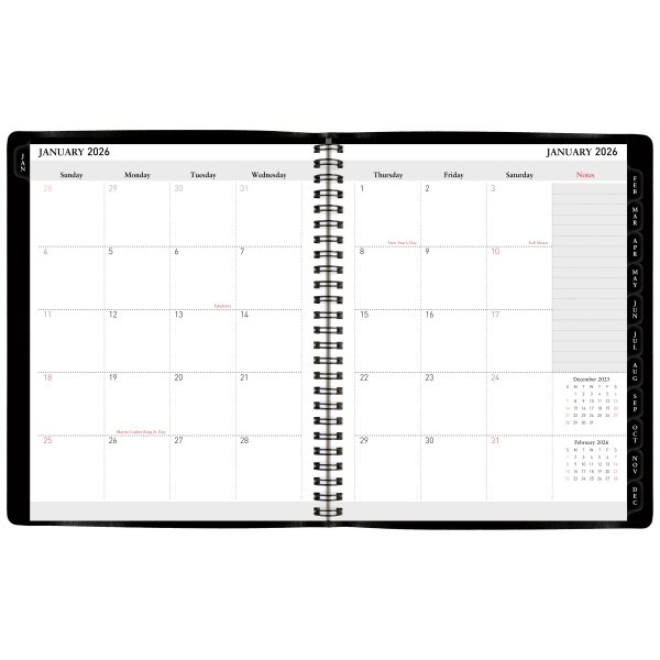 slide 5 of 6, Office Depot Brand 13-Month Monthly Planner, 7"" x 9"", Black, January 2026 to January 2027, OD71110026, 1 ct