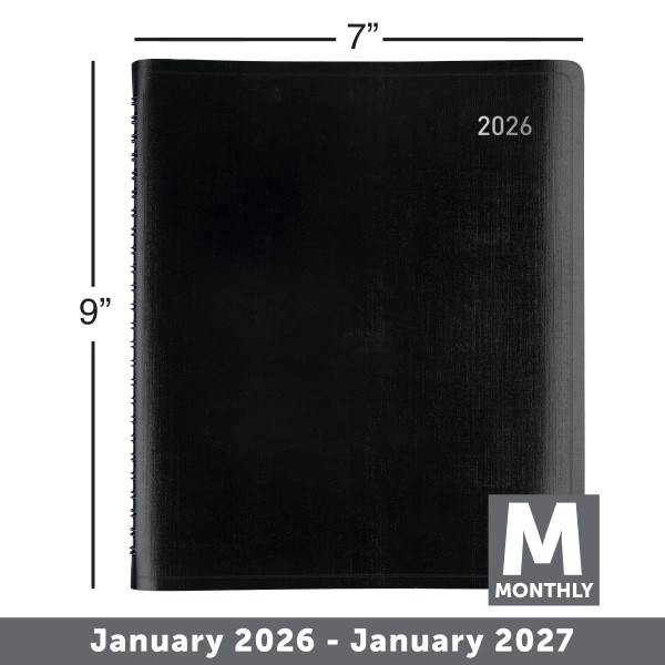 slide 6 of 6, Office Depot Brand 13-Month Monthly Planner, 7"" x 9"", Black, January 2026 to January 2027, OD71110026, 1 ct