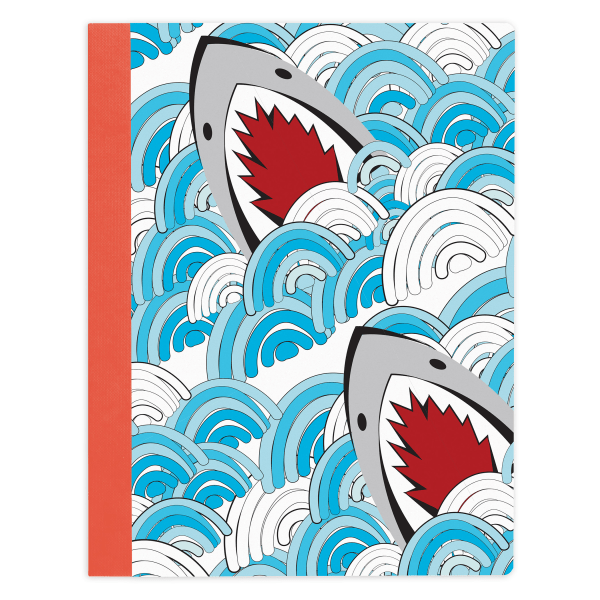 slide 1 of 1, Office Depot Brand Fashion Composition Notebook, 7-1/2'' X 9-3/4'', Wide Ruled, 160 Pages (80 Sheets), Sharks, 80 ct