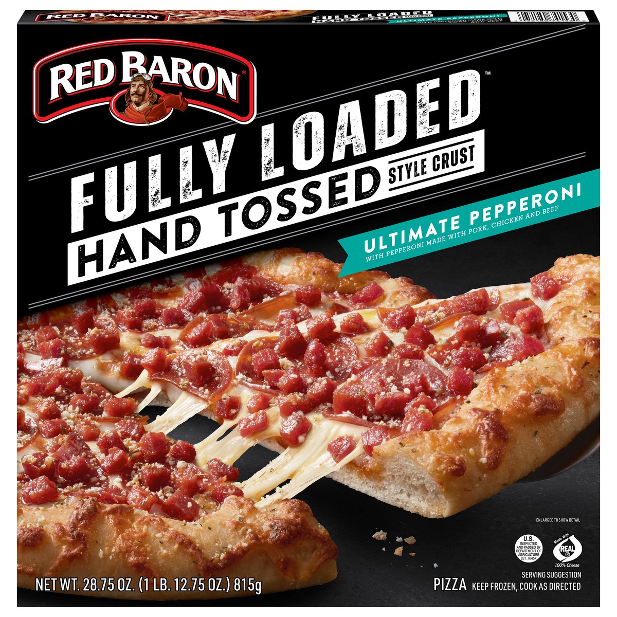 slide 1 of 21, Red Baron Fully Loaded Hand Tossed Style Crust Ultimate Pepperoni Pizza 28.75 oz, 28.75 oz