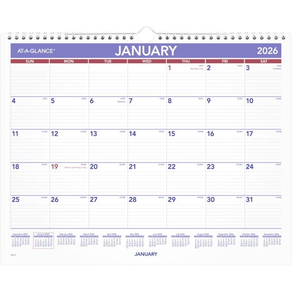 slide 6 of 6, AT-A-GLANCE® 2026 Monthly Wall Calendar, Medium, 15"" x 12"", 1 ct