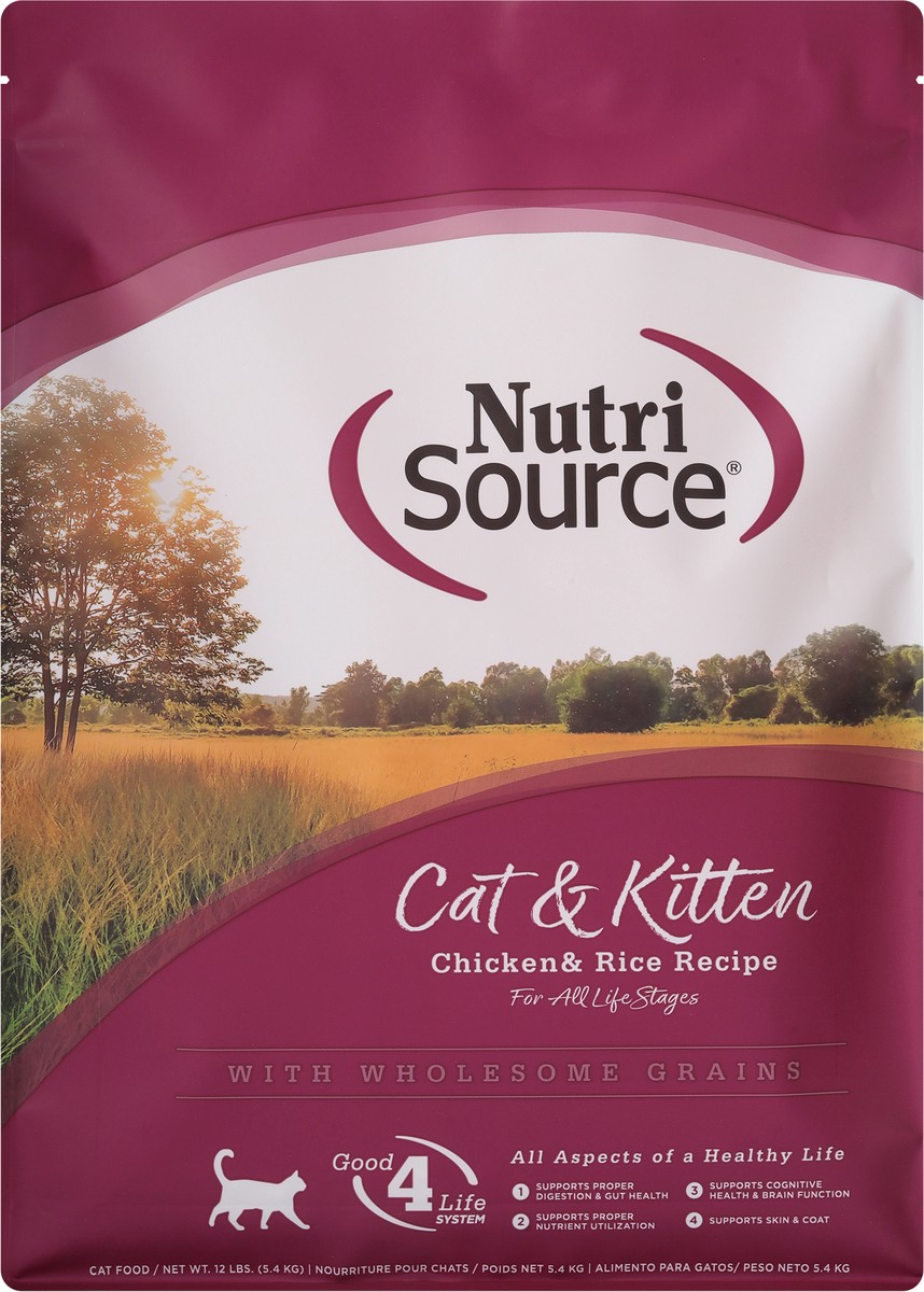 slide 8 of 14, NutriSource Cat & Kitten All Life Stages Chicken & Rice Recipe Cat Food 12 lb, 12 lb