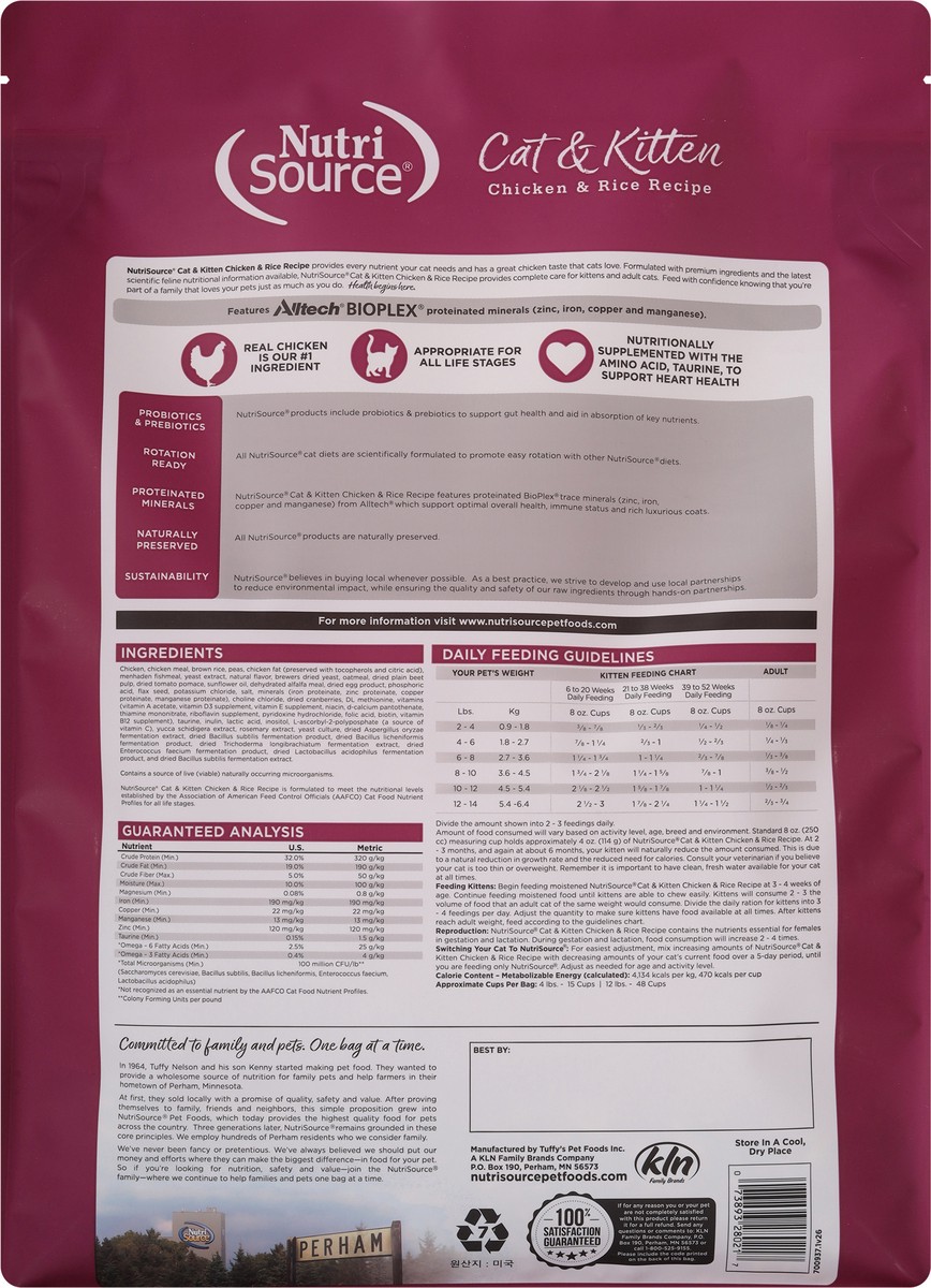 slide 4 of 14, NutriSource Cat & Kitten All Life Stages Chicken & Rice Recipe Cat Food 12 lb, 12 lb