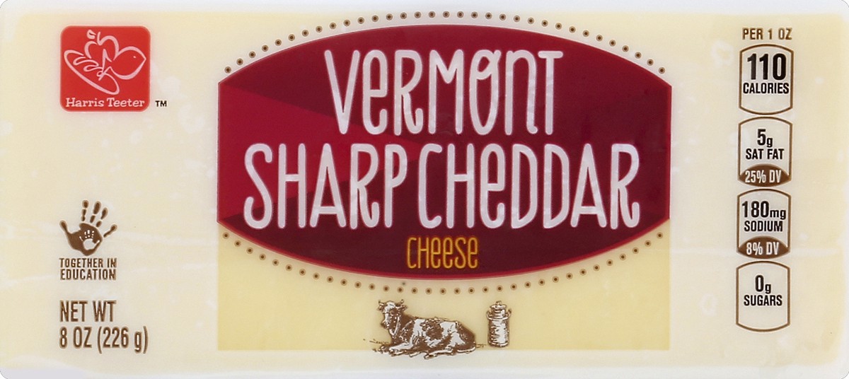 slide 2 of 5, Harris Teeter Vermont Sharp Cheddar, 8 oz